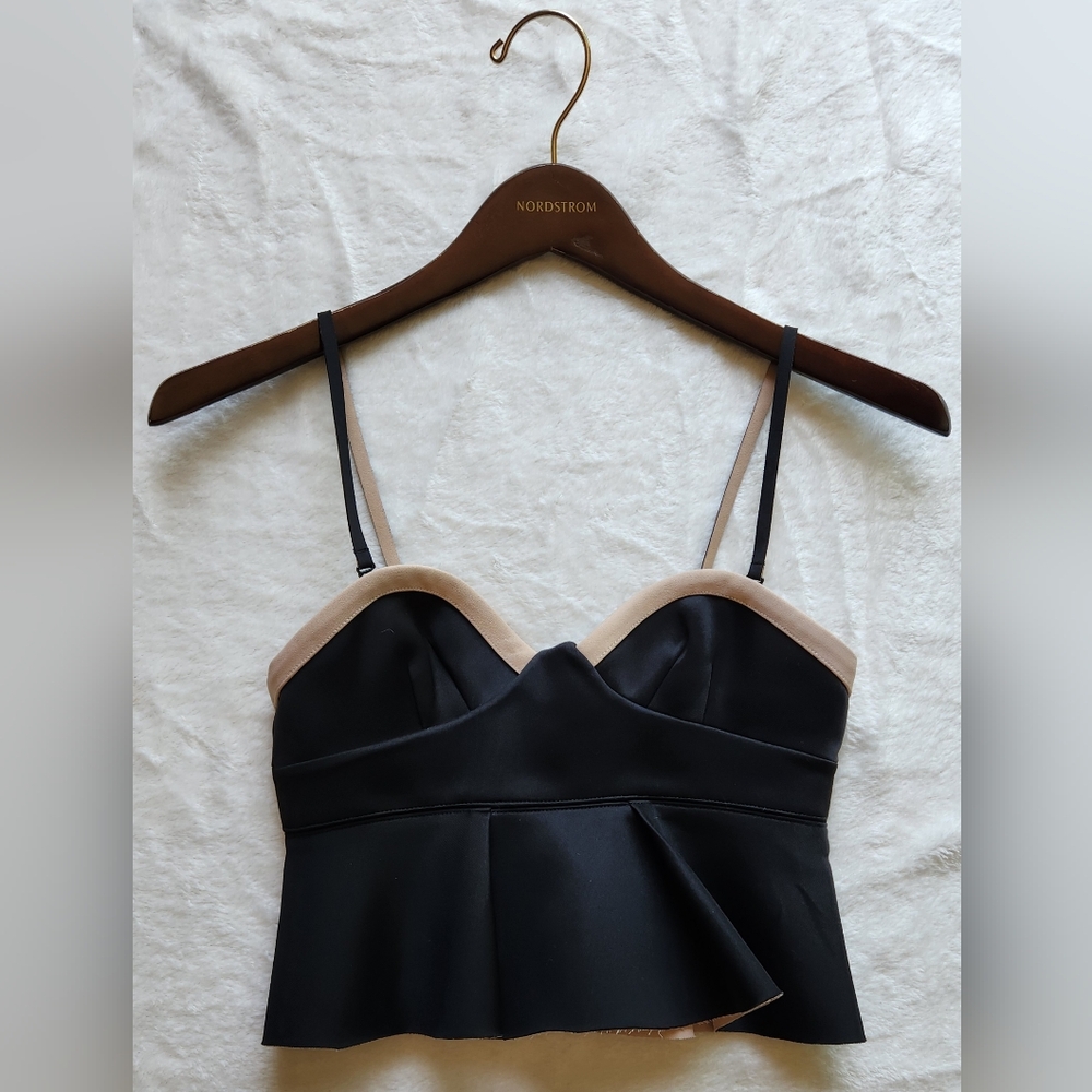 LIKE NEW! H&M Black and Tan Bustier Peplum Top